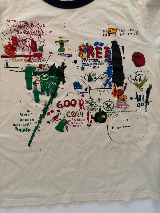 VTG Uniqlo UT Archive Jean-Michel Basquiat Graphic Ringer T-Shirt XL White - Picture 3 of 4